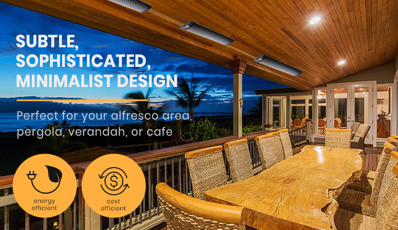 BIO 2400W Outdoor Strip Heater, Electric Radiant Slimline Heat Bar Panel, 10A Plug